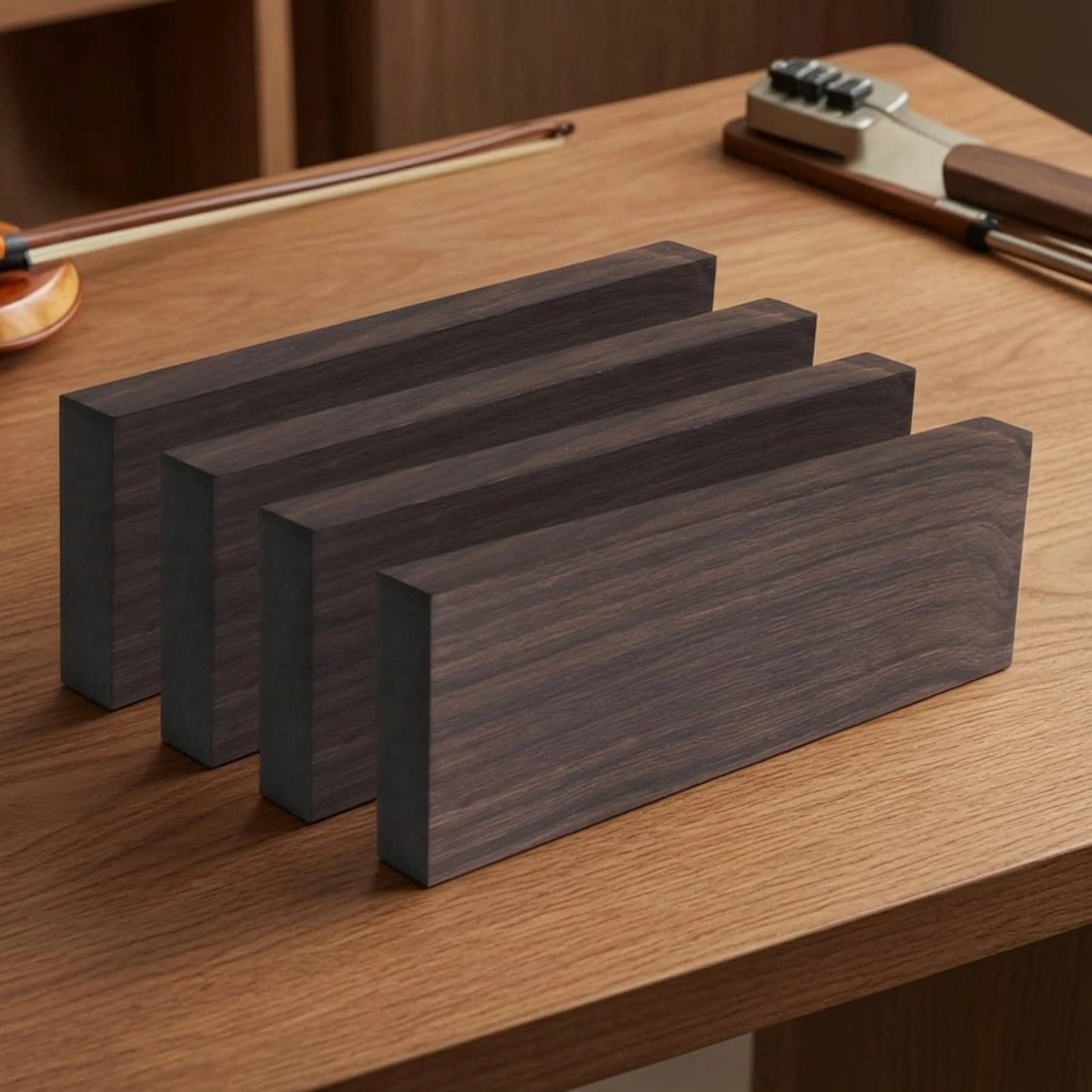 4 Pieces Blackwood Blade Handle Pieces Exotic Blade Handle Hardwood Scale Dry Handle Handle Pieces Natural Grain for Craftsmen view 5