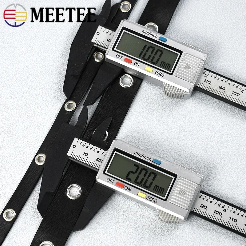 2-20M 10-20mm Rivet PU Leather Ribbon For Sewing Bag Punk Eyelets Band Rope Collar Decor Cord DIY Garment Material Accessories