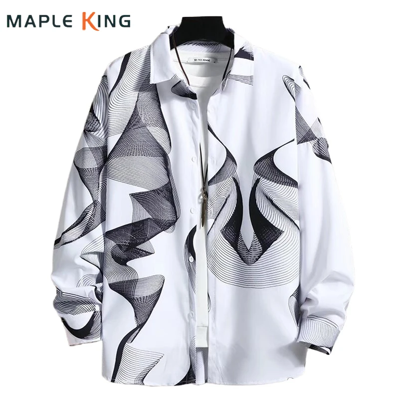 

Fashion Printed Shirt for Men Camisas Streetwear Masculina Casual Long Sleeve Blusas Top Mens Cardigan Designer Button Up Shirts