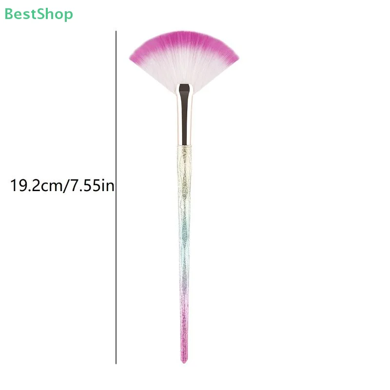 ♥ فرشاة تسليط الضوء على شكل مروحة، فرشاة كونتور، فرشاة مكياج للوجه، فرشاة بودرة سائبة، أدوات تجميل التجميل #6