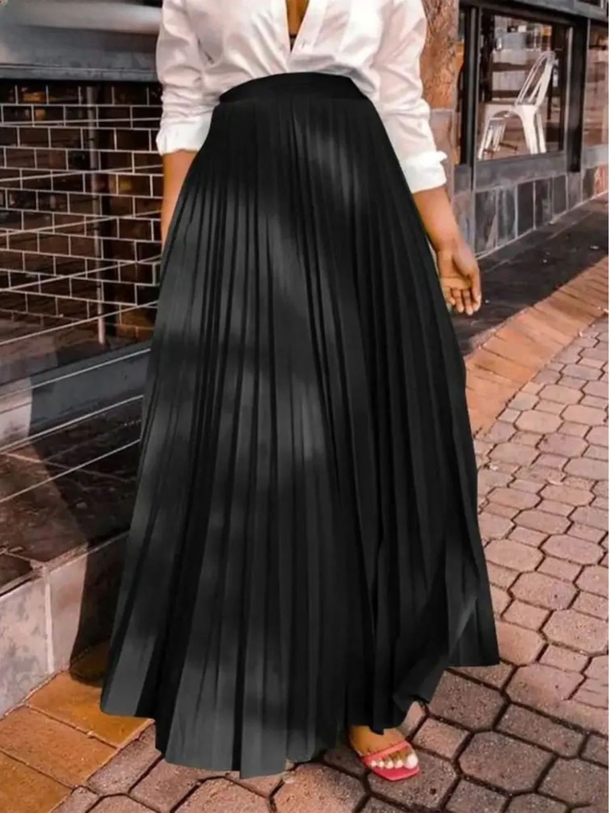 

Цветная плиссированная большая юбка с высокой талией, однотонная длинная юбка трапециевидной формы Dr Street Sle, полиэстеровая ткань, свободная длинная юбка