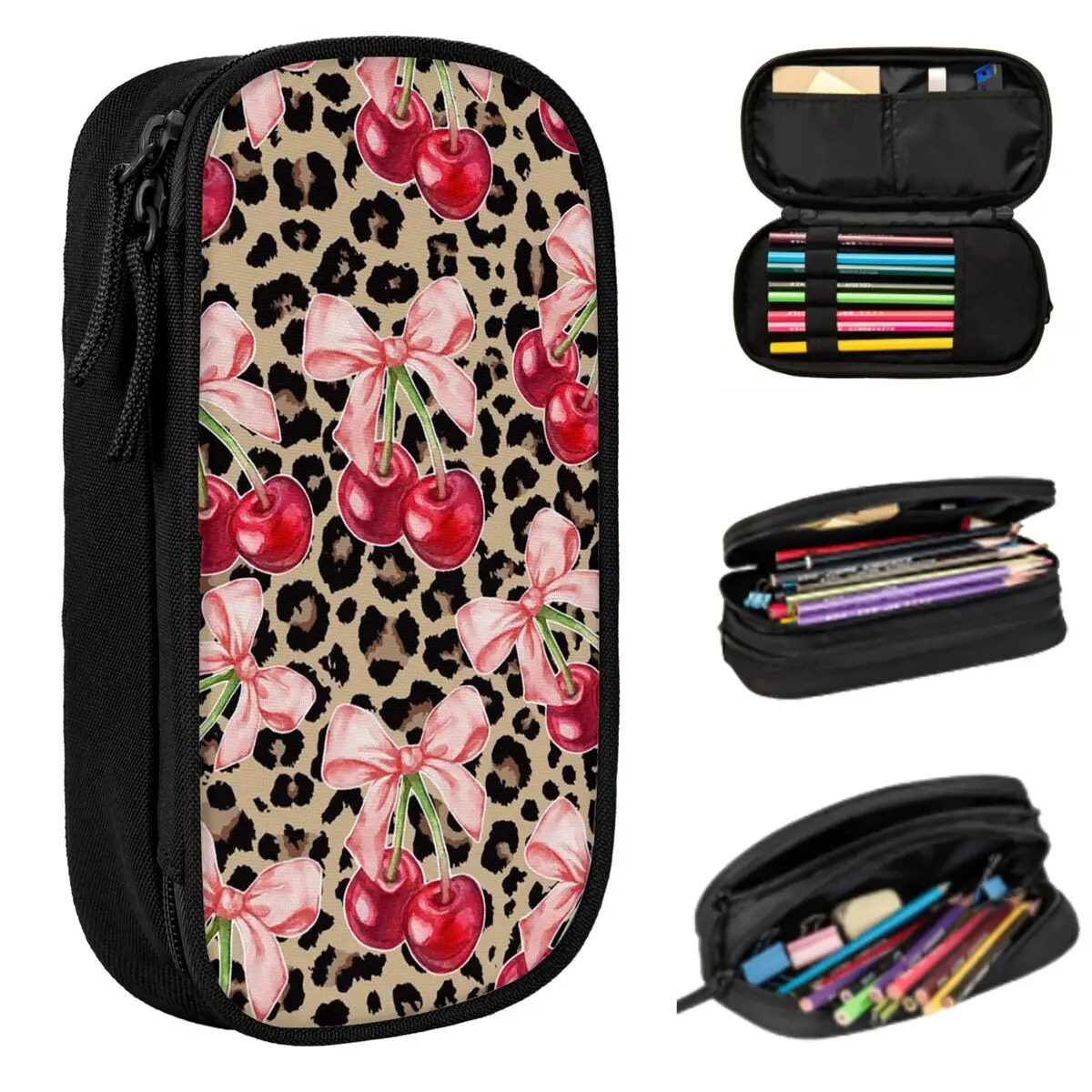 Cherry Pencil Case for Studen School Pen Box Pencil Bag Stationery Supplies Pen Holder Bag