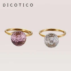 Crystal Ball Ring for Women Girls Trendy Stainless Steel Simplicity Milanbgirl Roung Rings Wedding Birthday Party Jewelry Gifts