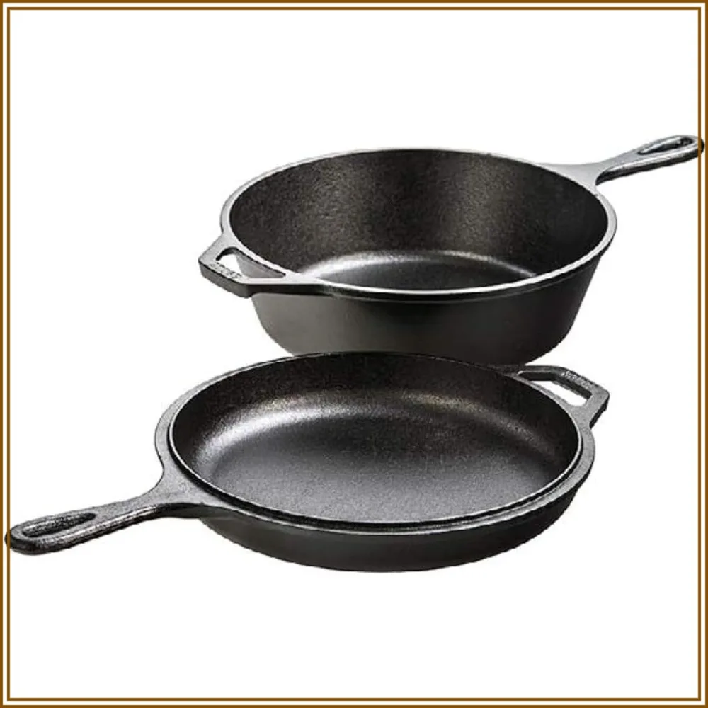 

2-in-1 Cast Iron Combo Cooker: 3.2qt Pot & 10.25in Skillet Set, PFAS-Free, Oven & Camping Safe