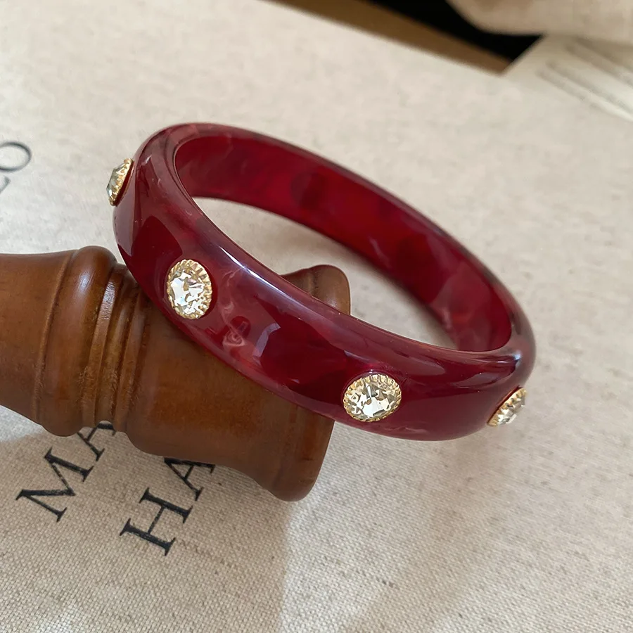 8 ألوان مستديرة الراتنج حجر الراين أساور واسعة خمر موضة هندسية سوار الإسورة للنساء الرجال هدية مجوهرات