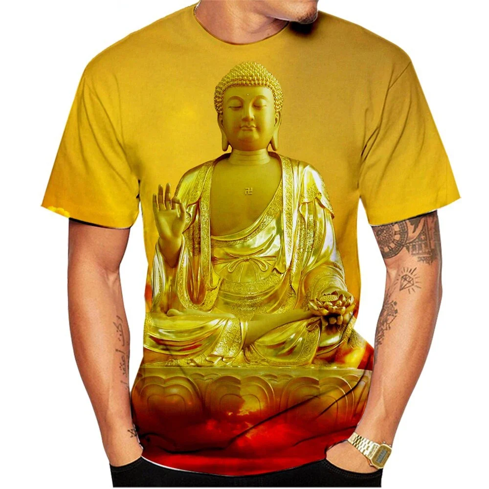 تي شيرت برسومات شاكيا موني بودا ، بلوزات برقبة مستديرة ، تيشيرتات بأكمام قصيرة ، كاجوال ، مطبوع ثلاثي الأبعاد ، هاراجونج ، موضة جديدة ، صيف
