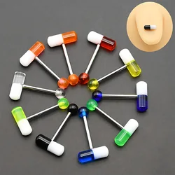 I Feel Good 2pcs/lot Blue Capsule Tragus Piercing lengua Acrylic Pill Tongue Rings Women Men Jewelry Kylie Lip Piercing Tongue