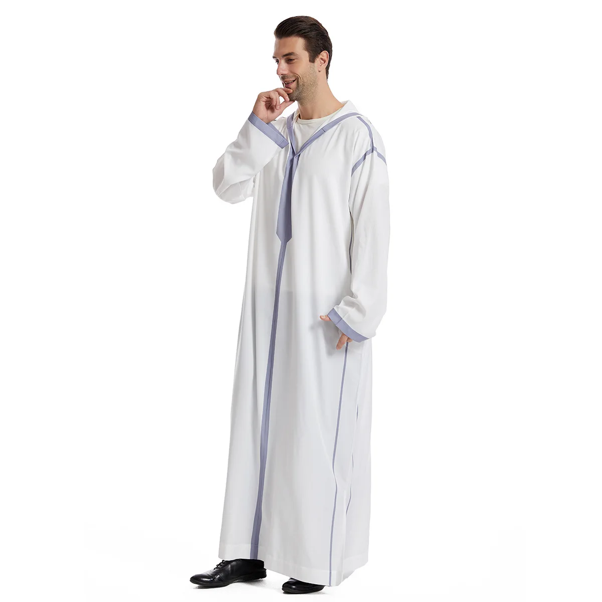 Suadi Arabo Mens Thobe Jubba Robe Con Cappuccio Abbigliamento Musulmano Arabo Thobe Caftano Ropa Arabe Islamico Thobe Abaya Uomini Caftano