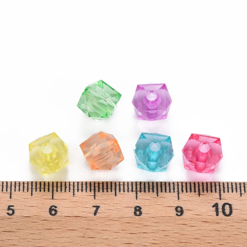 500g 10mm Transparent Acrylic Beads Mixed Color Faceted Cube Loose Spacer Beads for Jewelry Making DIY Handmade Bag Wholesale