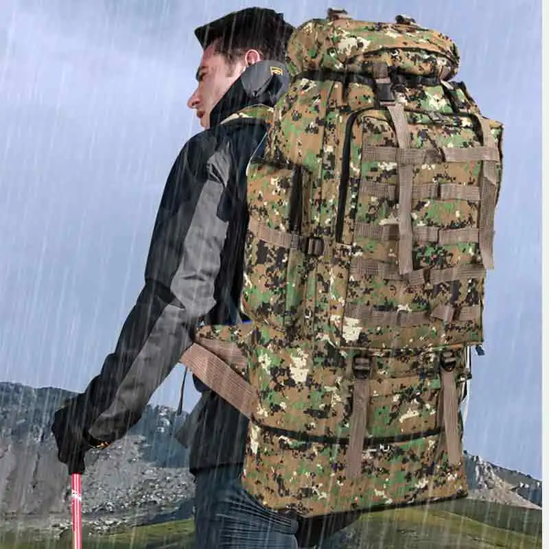 100L Men Large Camping Bag Hiking Backpack Luggage Outdoor Climbing Trekking Travel Tactical Shoulder Bags Sport Camouflage