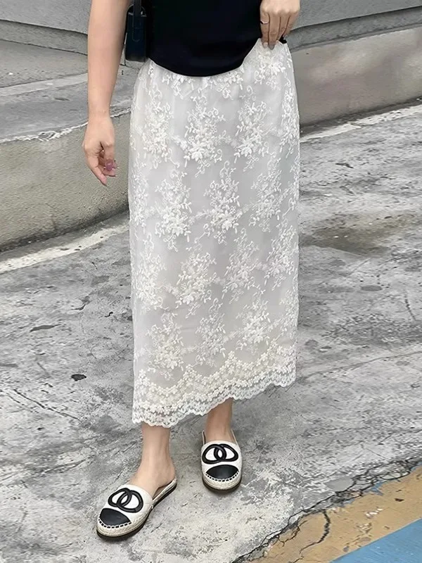 

High Waist Floral Art Design Half Body Skirt Spring Fashion Casual Style mid Length Skirts for plus Size Women