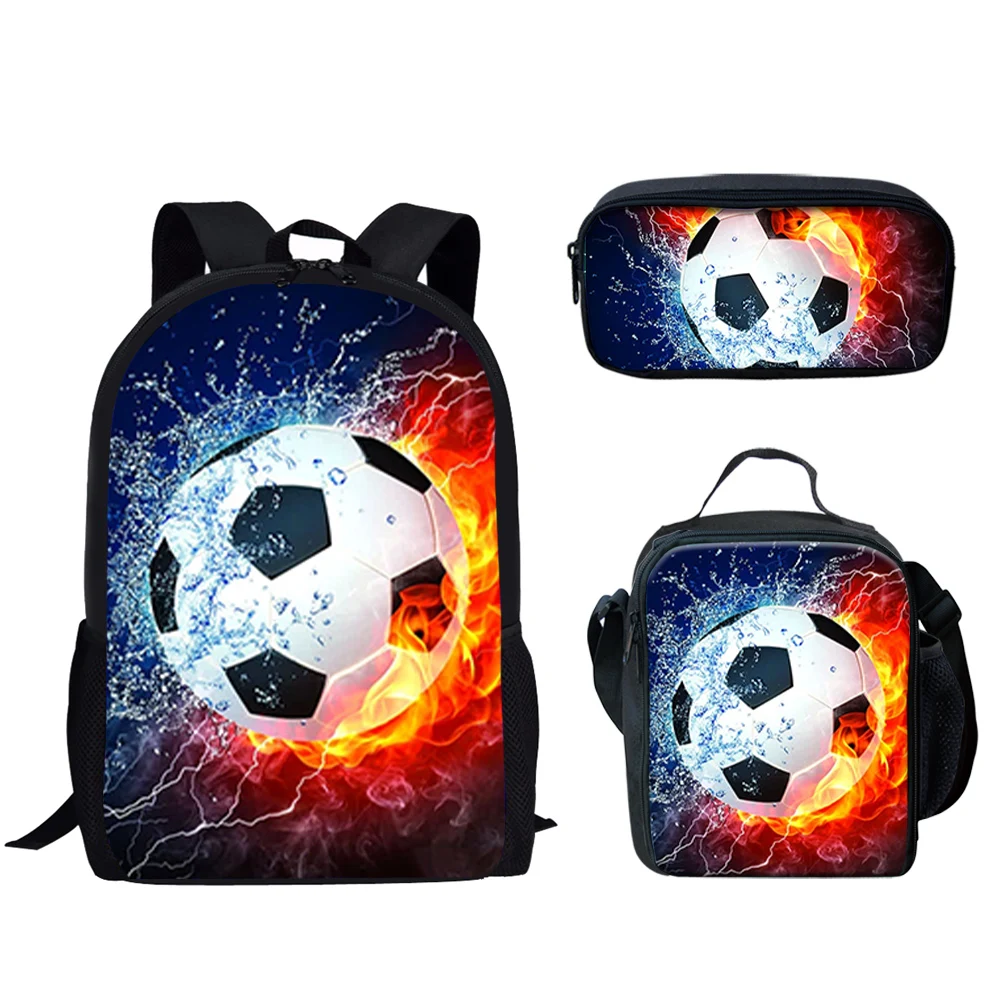 

Belidome Fire Soccer Football Design 3Pcs School Bags Set for Teen Boys Girls Schoolbag for Student Bookbag Mochila Infantil