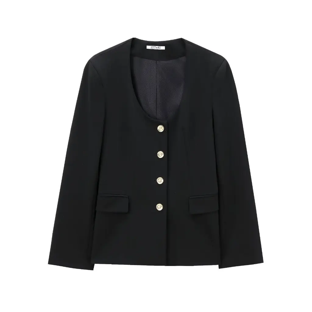 

Women's French Style Loose Cardigan round Neck Long Sleeve All-match Casual Suit Jacket for European And American Fashion