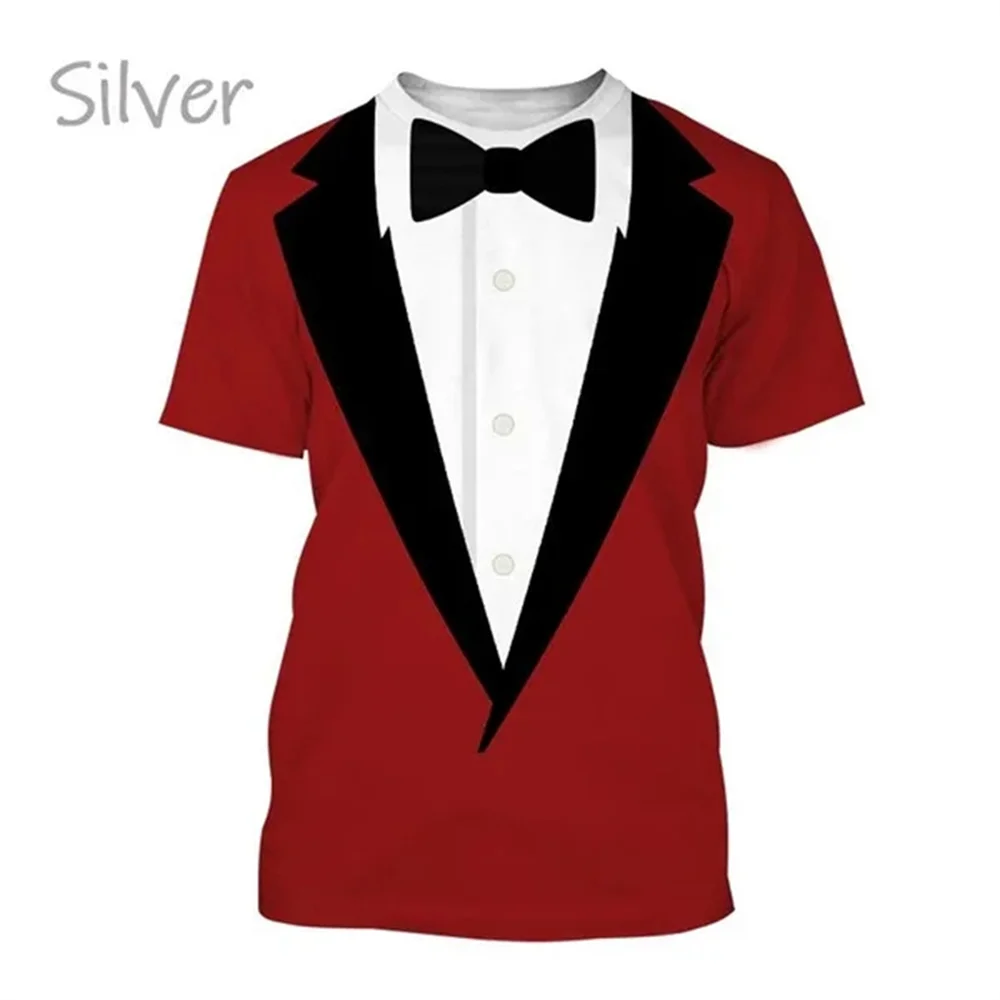 Boys' T-Shirt Fashion Tailcoat 3D Print Short Sleeves Cute Tie Pattern Casual Tees Outdoor Loose Comfortable Children's Clothing