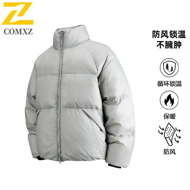 COMXZ Men Puffer Jacket 2025 Unisex Versatile Ski Street Lightweight Loose Travel Cotton-Padded Jacket Warm Snow Winter Jacket