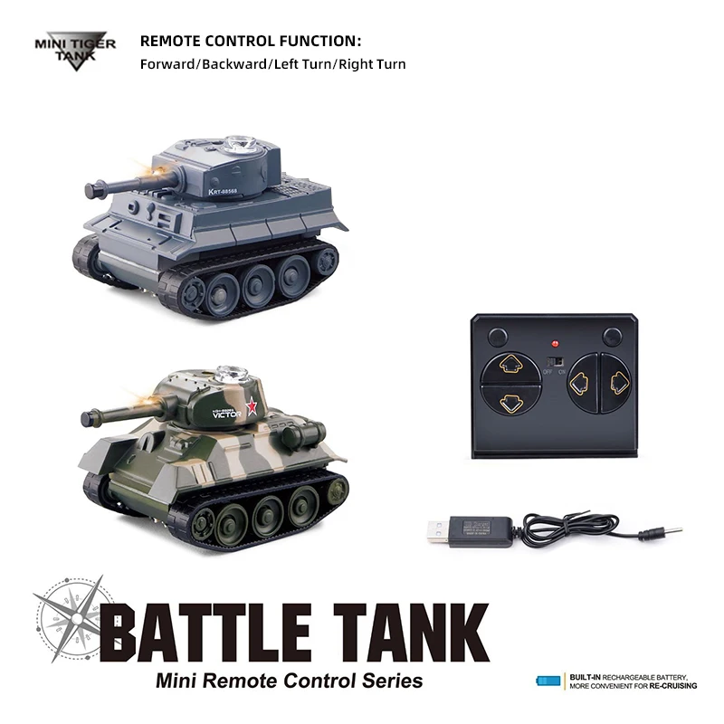 1:100 Scale Mini Tiger RC Tank Model ImitateRemote Radio Remote Control Tank Electronic Boys Toys for Children Kids Gifts