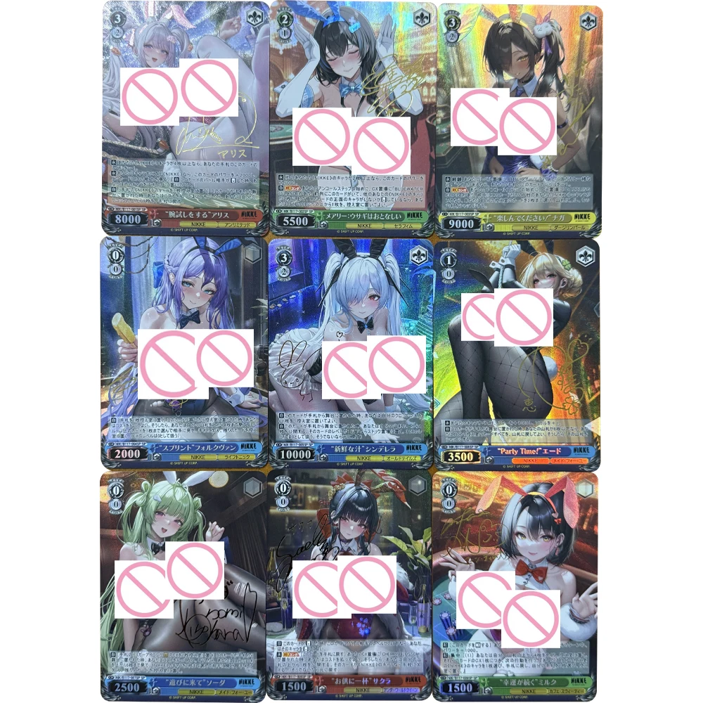 

9Pcs/set Waifu Weiss Schwarz Anime Collection Card Alice Rapi Signed Sexy Big Breasts Girl Card Refractive Color Flash Gifts