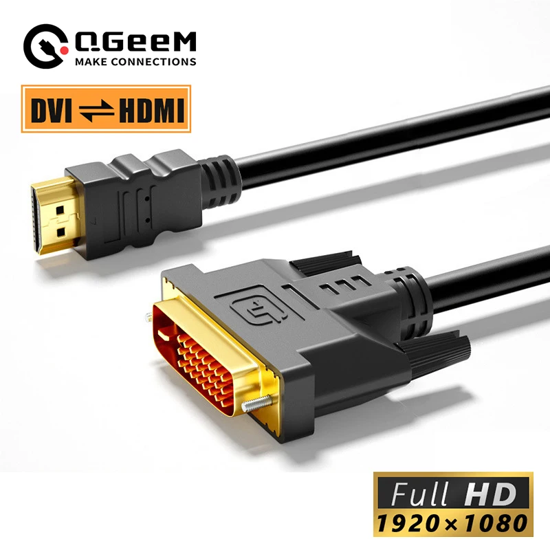 Qgeem DVI a CABLE HDMI ADAPTER 4k 5m DVI - d 24 + 1 HDMI Converter Line HDMI a DVI line, adecuado para el monitor de caja de televisión ps5 Xbox series x Projector Chromebook Nintendo Switch PS4 Xiaomi portátil TV