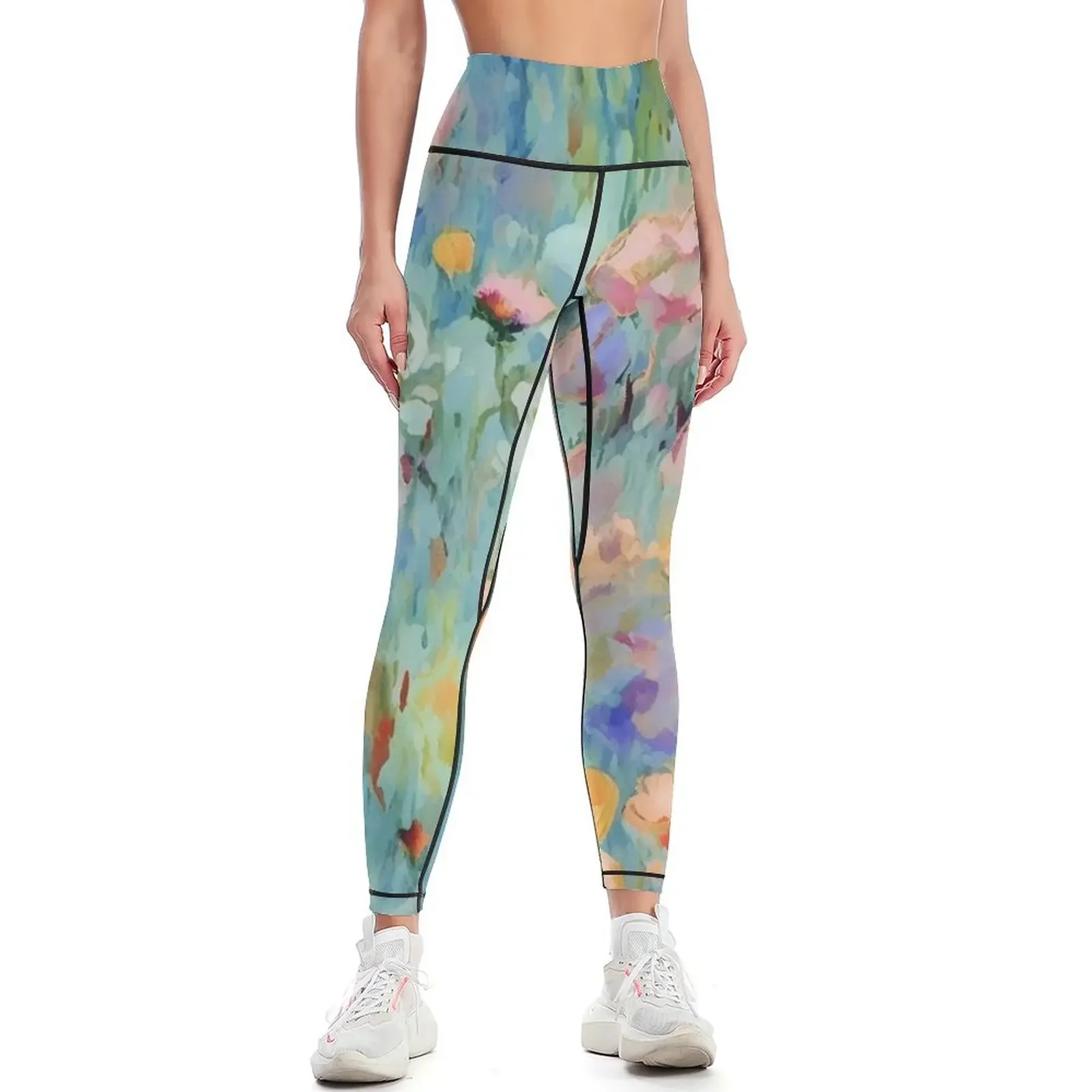 Impressionist flowers Leggings legings for fitness Women's tights Women's fitness legging pants raises butt Womens Leggings