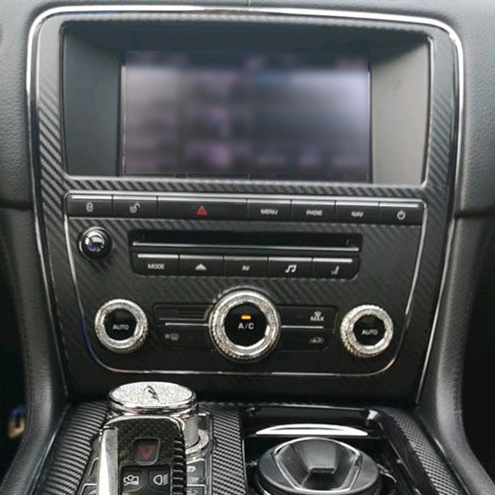Carbon Fiber Interior car Sticker For Jaguar XJ X380 2010-2018 Central Console Gear Shift Panel Door Handle Cover Trim