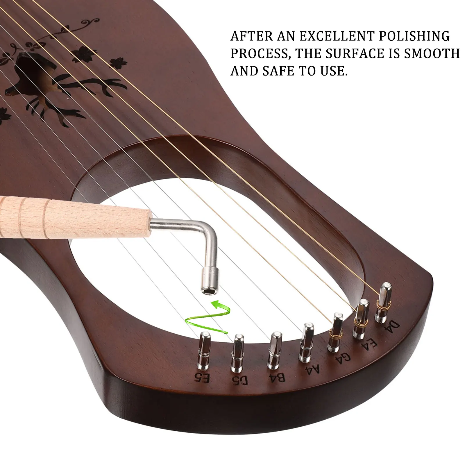 

1 set 1 Set Wooden 7 Strings Retro Style Lyre Harp Handheld String Instrument For Adults Portable Wood Harp Smooth Surface