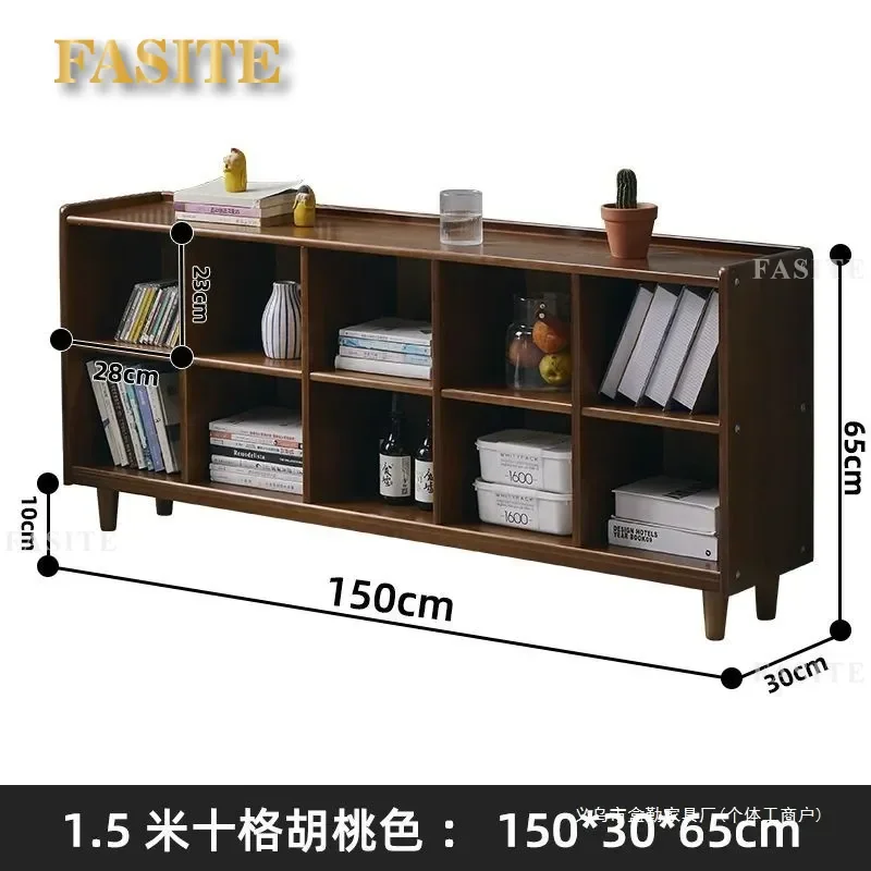 Solid Wood Bookcase Floor to Ceiling Shelf Multi Layer Low Wall Storage Unit for Living Room Kindergarten Home Organization