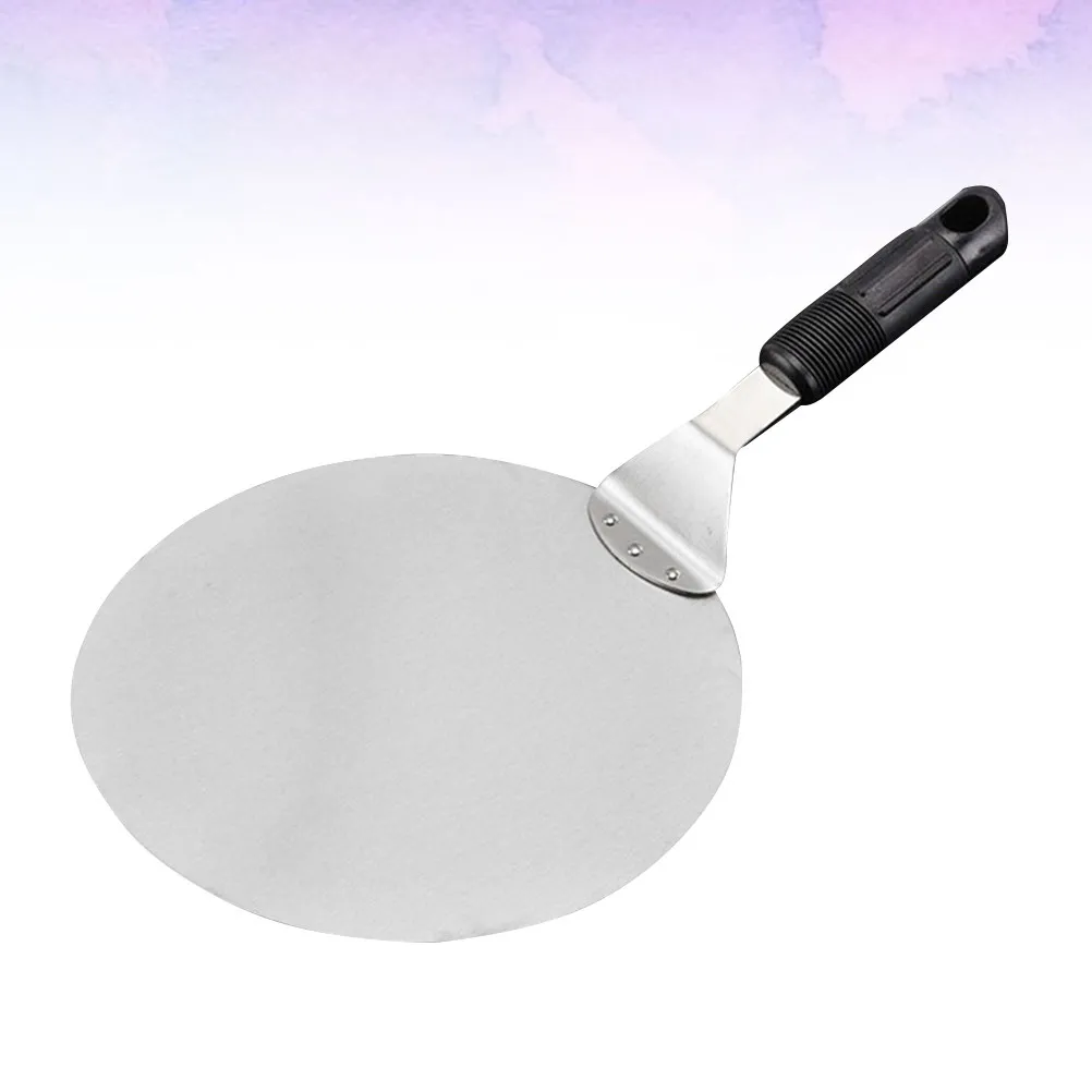

1Pcs Stainless Steel Round Shape Black Handle Pizza Shovel Spatula Baking Tool Cake Bread Meat Kitchen Use Pizza Shovel