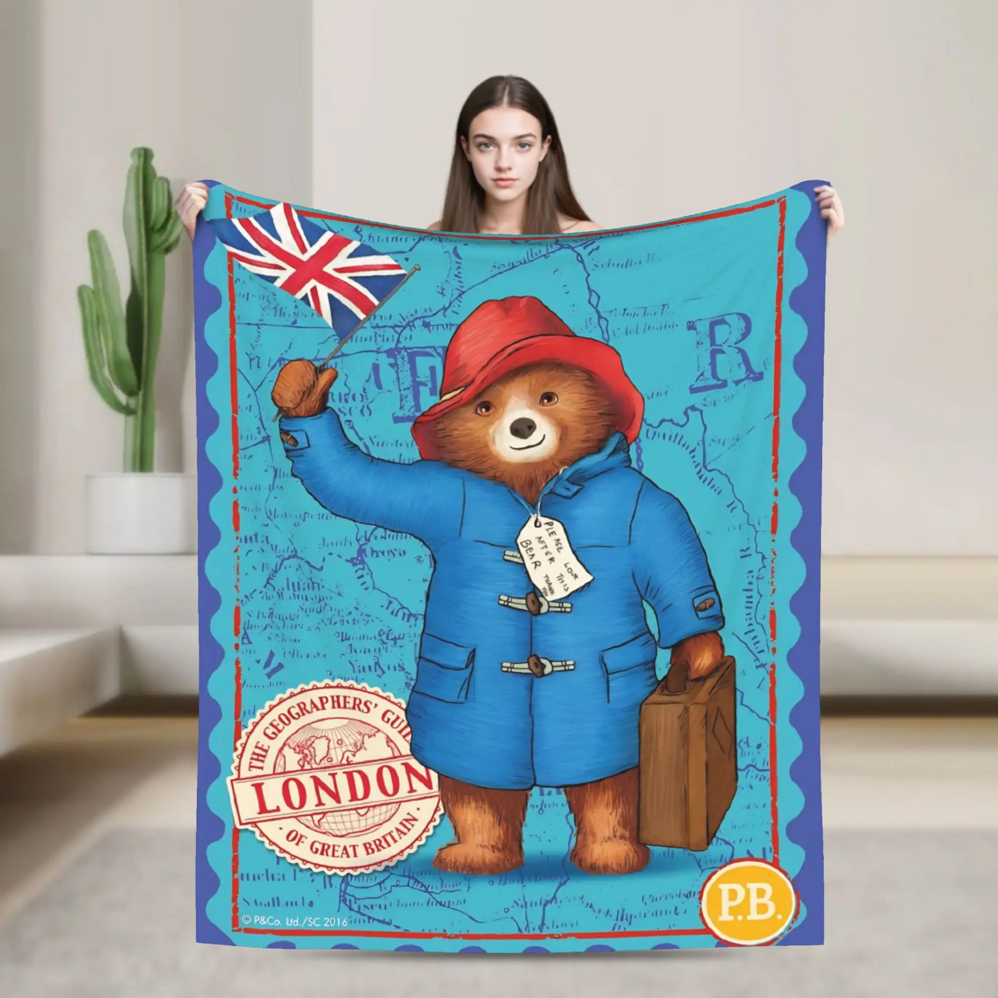 

Одеяло с коричневым медведем Великобритании Пиддингтона, дорожное фланелевое одеяло для гостиной, мягкое теплое покрывало на заказ, качество DIY
