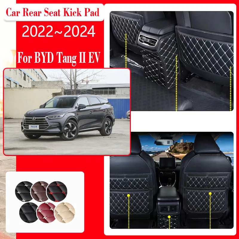 

Car Seat Kick Mats For BYD Tang II EV Tan EV MK2 2018~2024 Anti-dirty Carpet Leather Back Cover Armrest Box Pad Auto Accessories