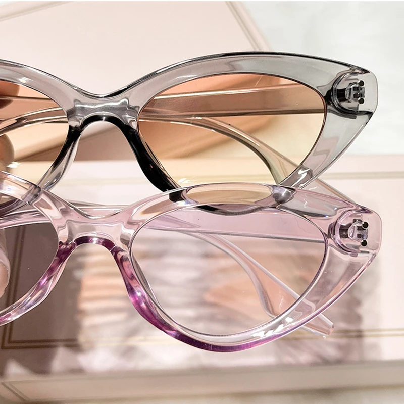Cat Eye Fashion Vintage Sunglasses Women 2025 Luxury Brand Designer Punk Sun Glasses Trendy Sexy Ladies Small Frame Rivet Shades