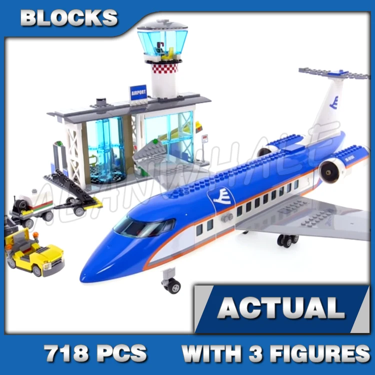 913pcs City Passenger Airplane Airstair Apron Bus Pushback Tug Catering Truck 02043 Building Block Toys Compatible With Model