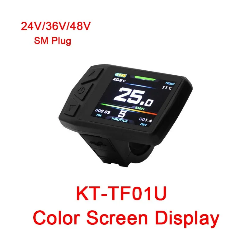 

Bike KT LCD Display TF01U Color Screen Display Panel 5 Pin SM Plug 24V/36V/48V with USB Interface Bicycle Accessories