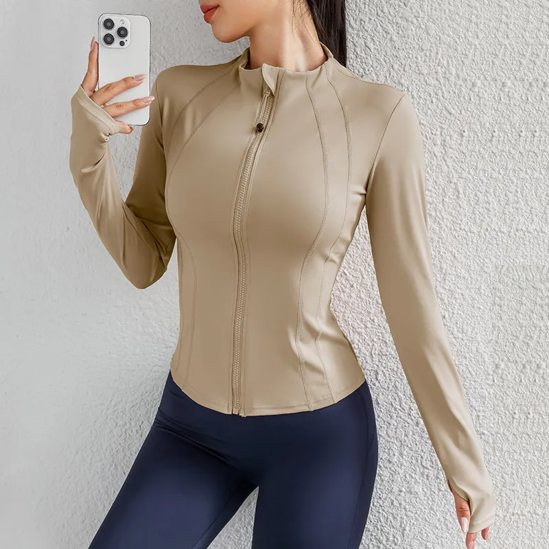 Sport Zip Up Winter Women Running Jackets Workout Gym Fitness Women Jackets With Thumb Holes