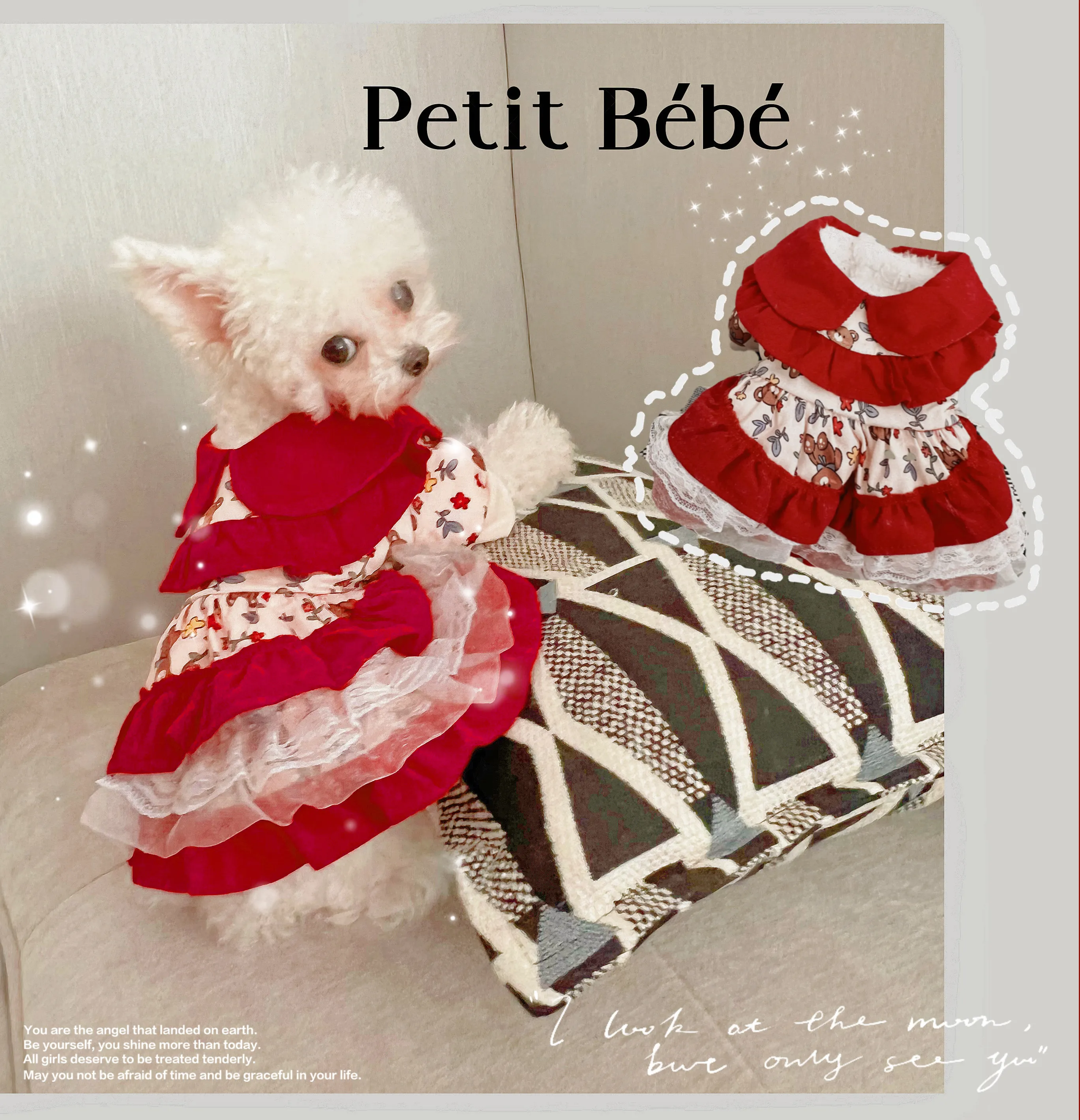 Spanish princess winter dress pet dog York Summer Maltese dress New Year