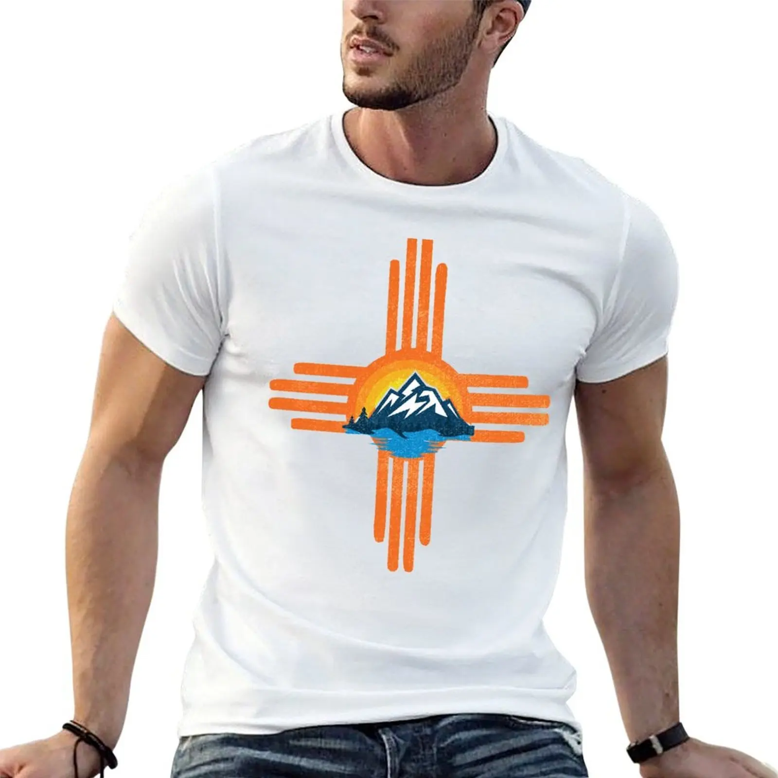 

Vintage New Mexico Flag Zia Mountains Vintage RetroSun T-Shirt cotton t shirts man 100% man t shirt designer T-Shirt