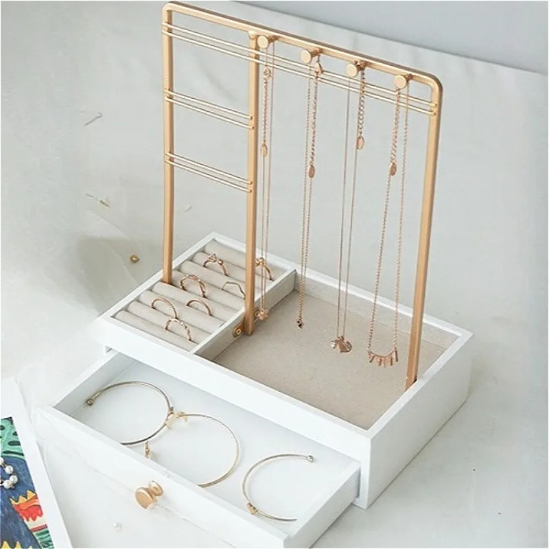 Iron Jewelry Display Shelf Women's Multi-layer Necklace Showcase Stand Counter Luxury Rings Holder Wholesale Rack Oragnizer