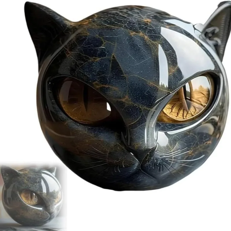 

Luxury Black Cat Head Figurine Resin Tabletop Crafts Cats Head Sculpture Keepsake Gift Office Desk Kitten Party Decoration