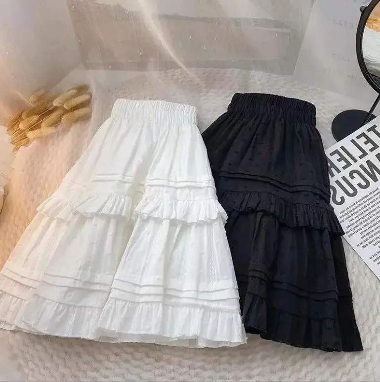 

Fashion Women High Waist Half Skirt New Summer Womens A-line Pleated Cake Skirt Female Mini Umbrella Skirts Black White