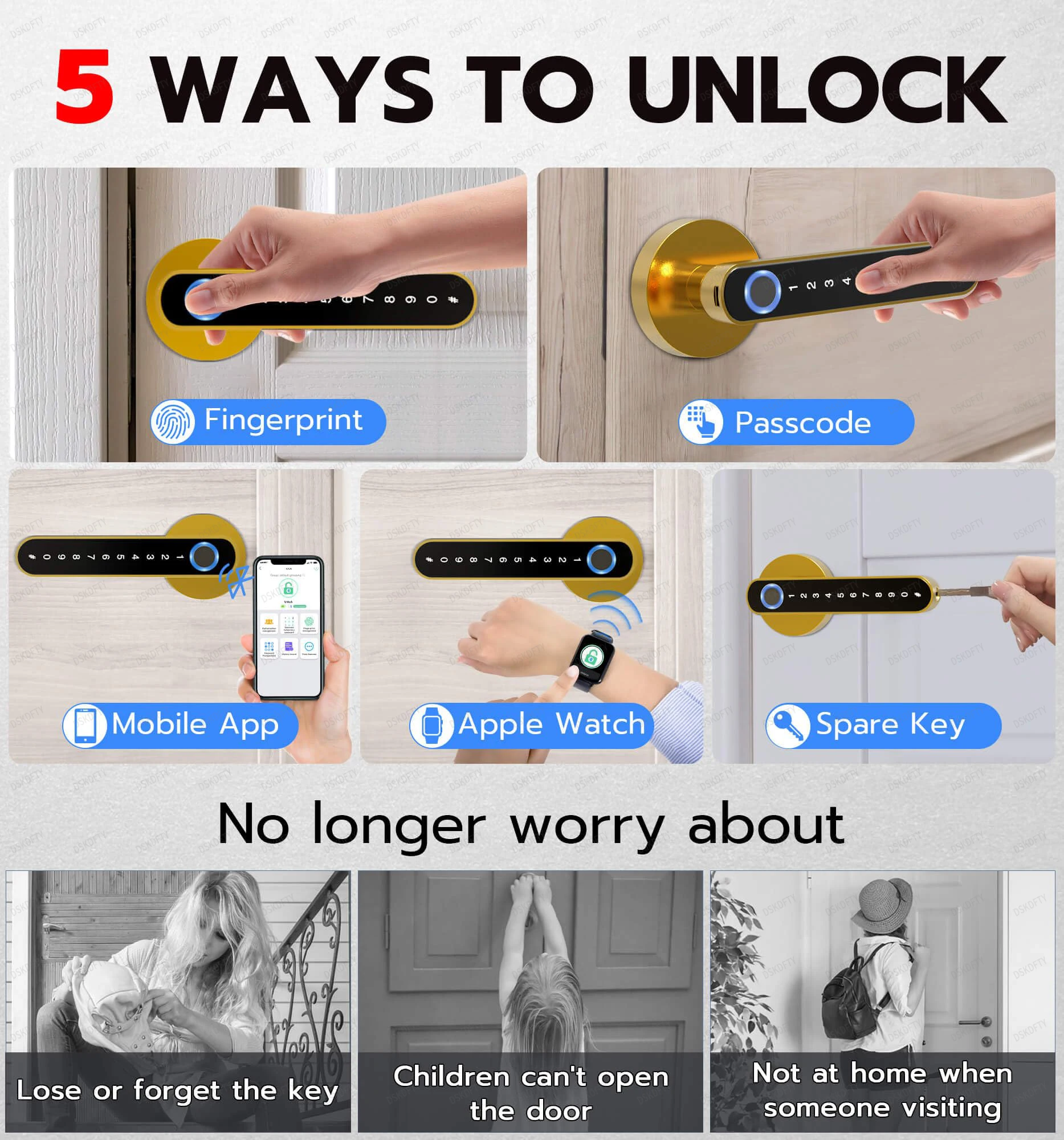 Tuya BLE Fingerprint Door Lock Smart Door Handle Locks Password Electric Digital APP for Home house apartment