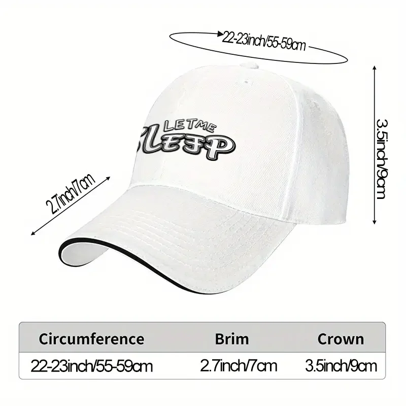 Let Me Sleep Baseball Cap Polyester Adjustable Trendy Hat for Adult Outdoor Daily Commute