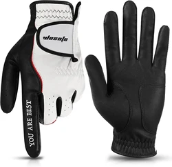 Men’s Golf Glove Left Hand Premium Leather Excellent Grip Super Soft Breathable Durable Fit All Weather