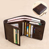 Men Wallet PU Leather Wallets For Men Vintage anti-theft Brush Multi Function ID Credit Card Holder Male Leather Wallet