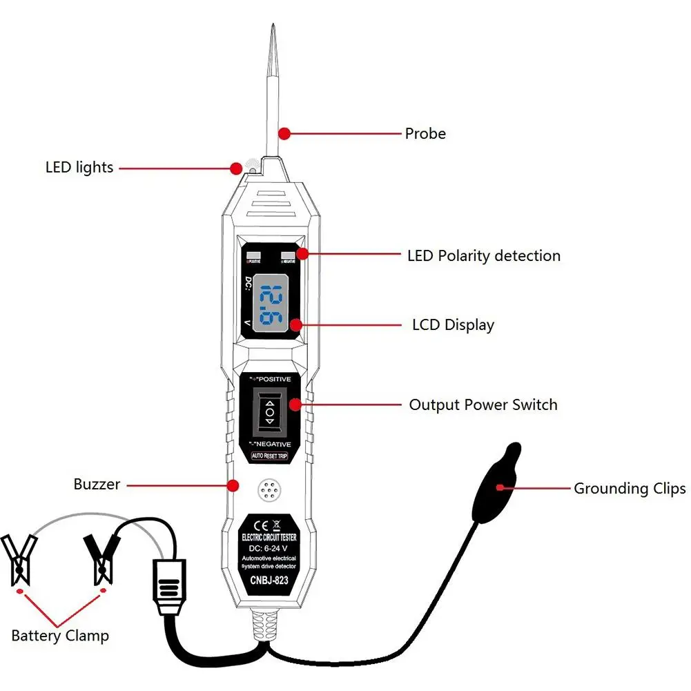 New Electric Circuit Tester Car Digital Electric Voltage Power Test Pen Probe Tester Auto Automotive Testing Tool