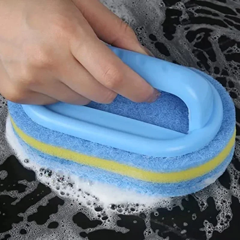 1pc Kitchen Sponge Wipe Thickening Cleaning Brush with Handle  Bathroom Tile Bathtub Cleaning Sponge Cleaning Supplies Cleaner