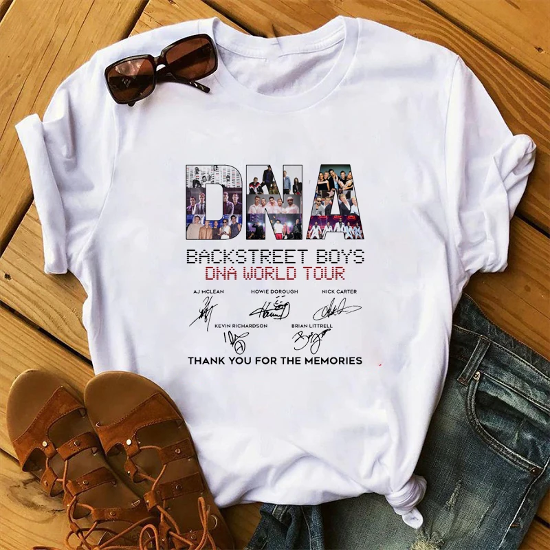 

Backstreet Boys World Tshirt Women Hip Hop T Shirts Femme Harajuku Fashion Summer Short Sleeve Shirts Music Lover T-Shirt Female