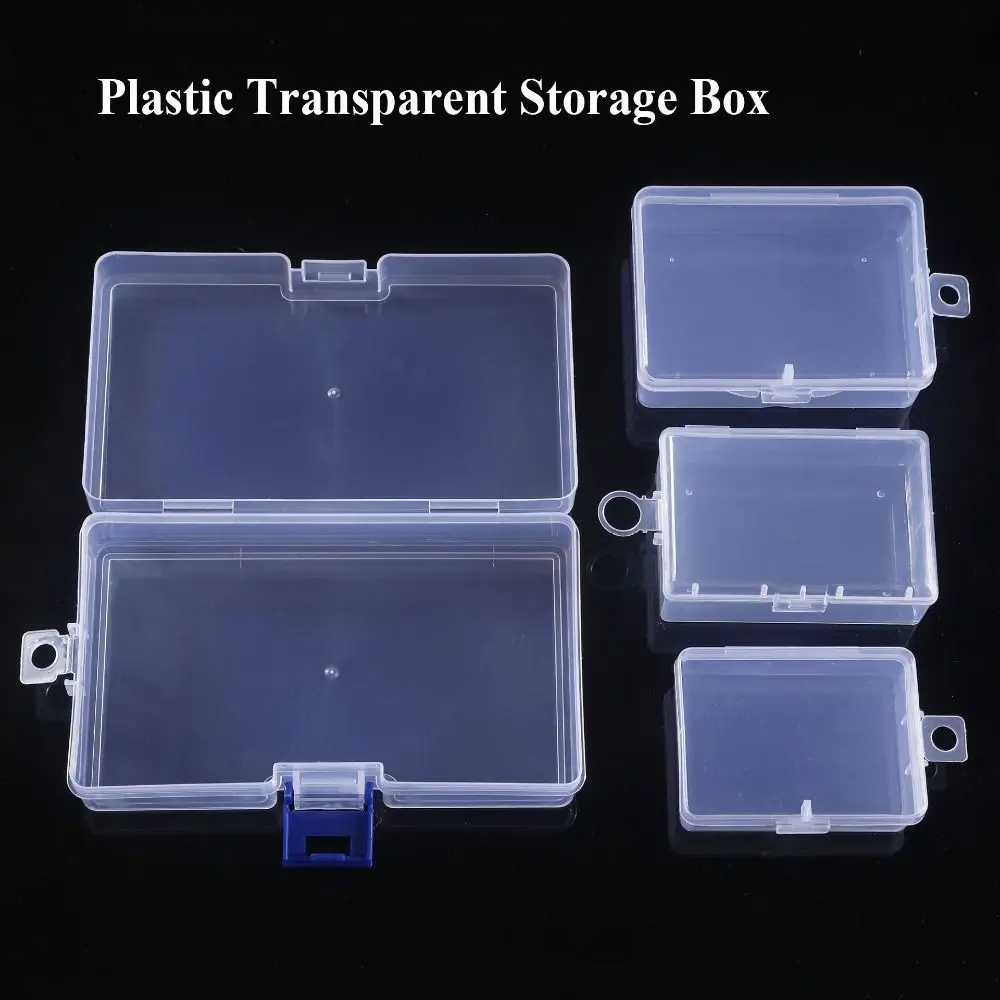 Caja de almacenamiento transparente de plástico cuadrado, contenedor de cuentas de joyería, caja de accesorios de herramientas de pesca, artículos