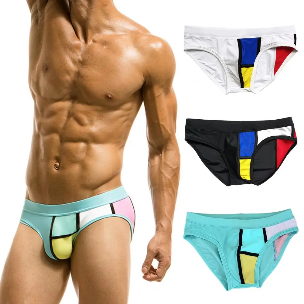 

Men Swimming Trunks Elastic Quick Dry Breathable Slim Fit Mid Waist Bathing Briefs Surfing Water Sports Swimming Shorts Swimwear