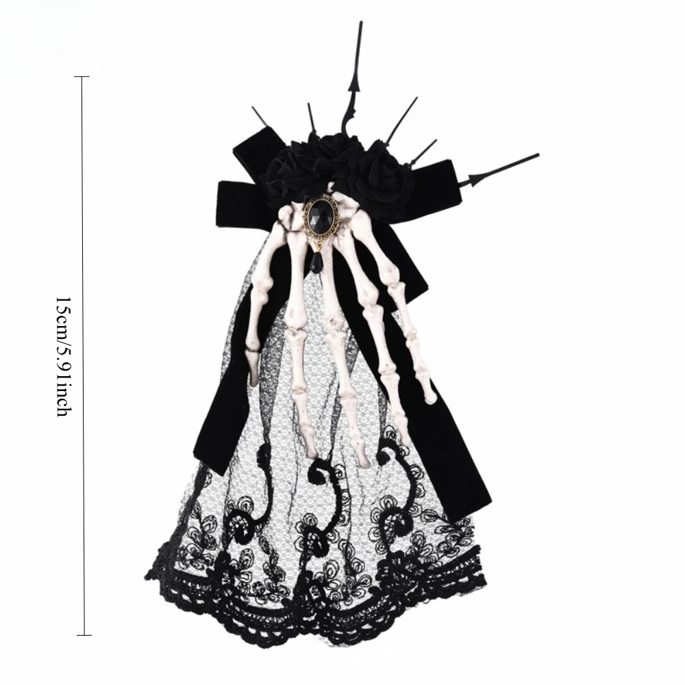 Steampunk Skeleton Hand Pin Gothic Watch Hand Flower Bone Brooch Dress Jacket Pins for Prom Decoration Accessory