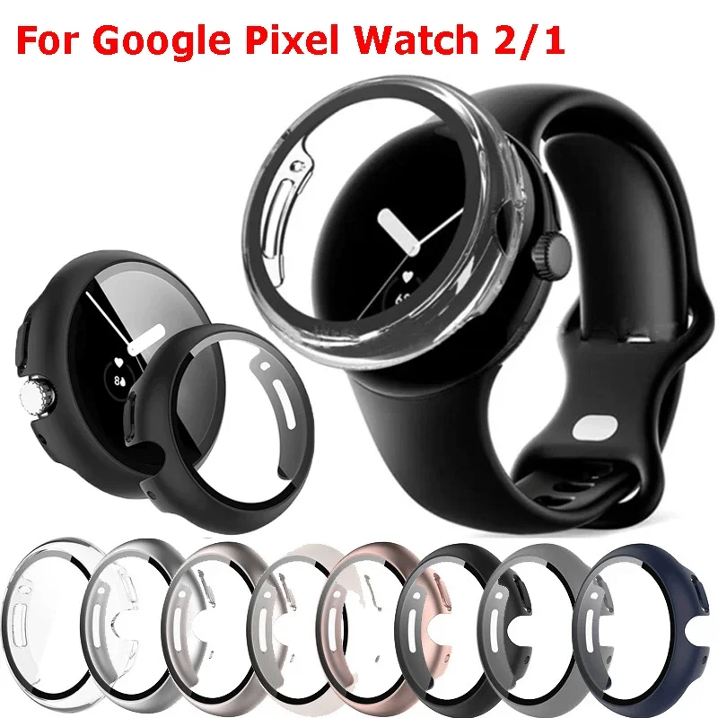 

Tempered Glass+Cover For Google Pixel Watch 2/1 PC Protective Case Full All-Around Bumper Screen Protector For Google PixelWatch