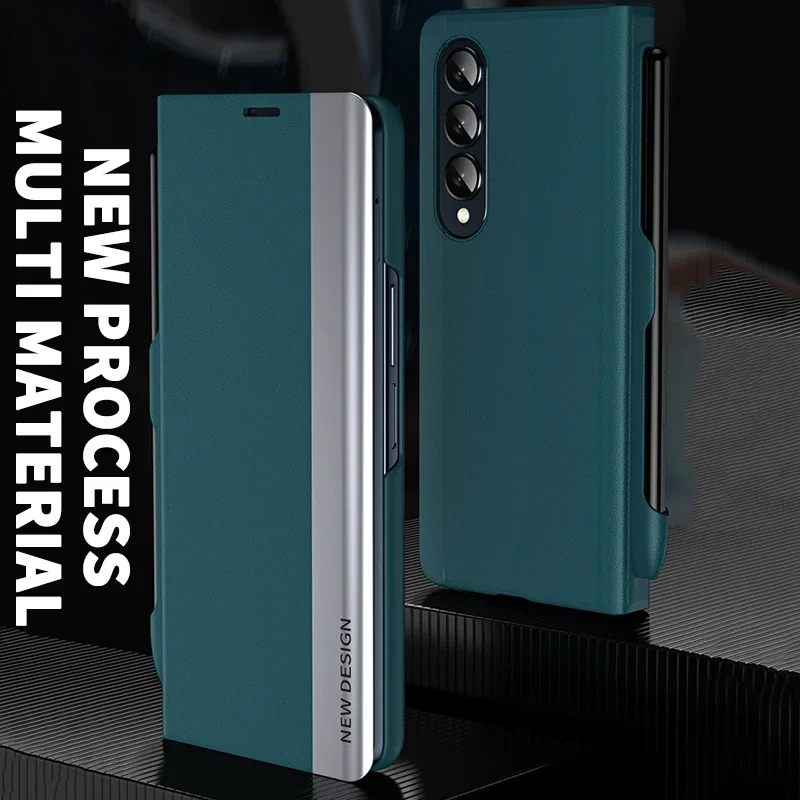 Funda de cuero con solapa magnética para Samsung Galaxy Z Fold 5, 4, 3, 5G, ranura para bolígrafo, S Pen, Z Fold5, Fold4, Fold3